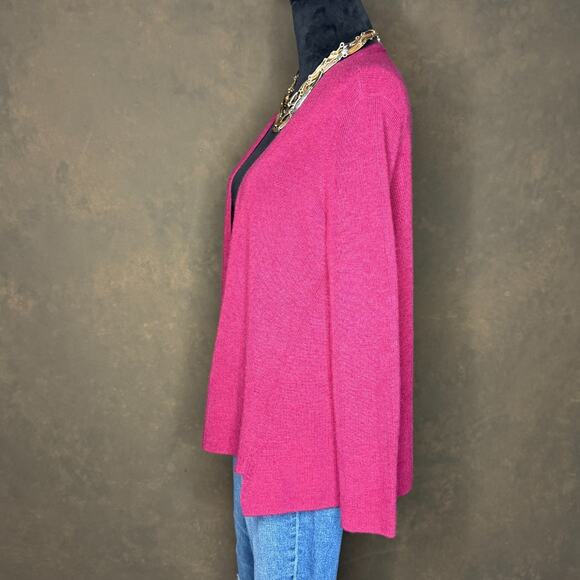 Eileen Fisher Cardigan Sweater Womens Small Open Front 100% Wool Pink Layer - Picture 4 of 7